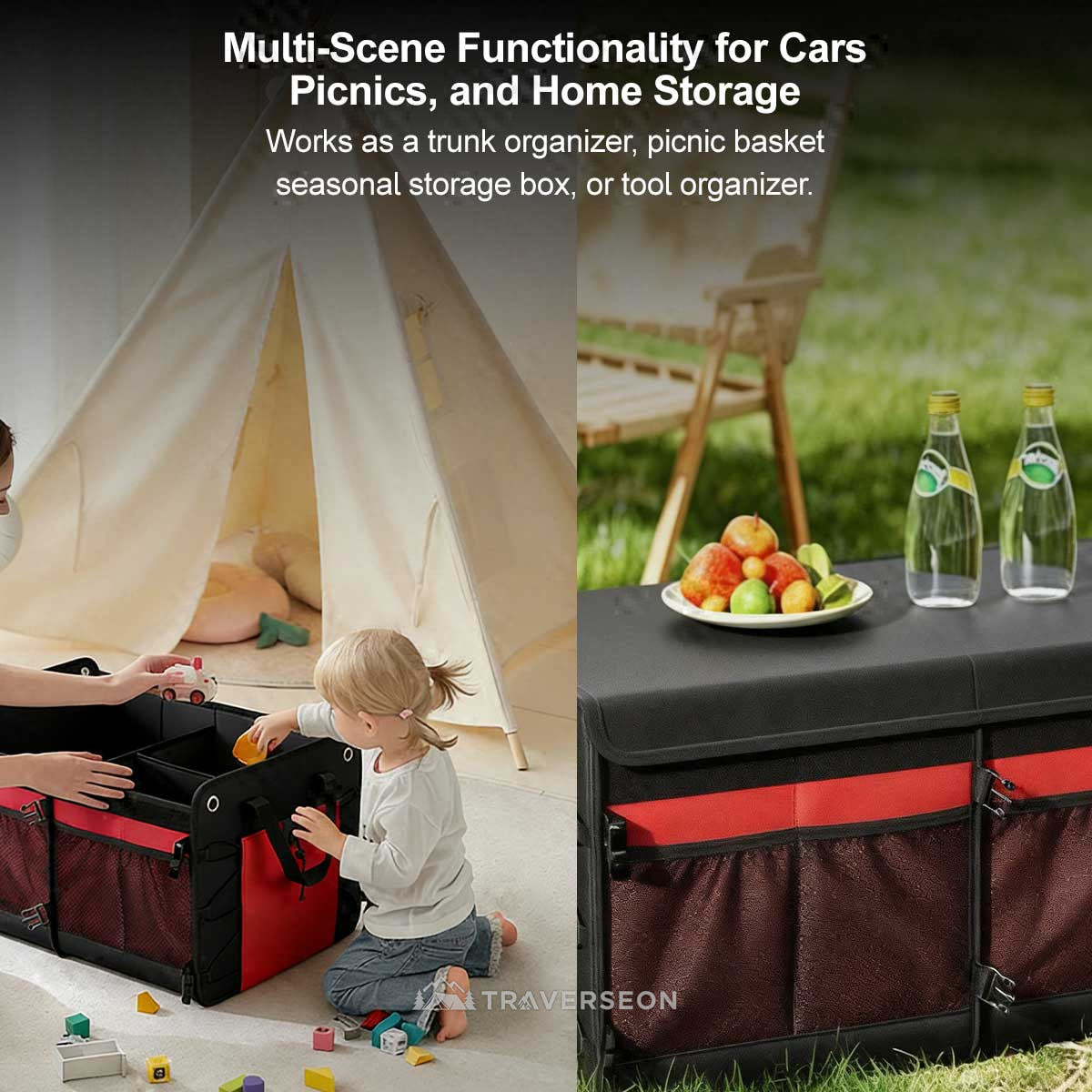 60L Car Trunk Organizer – Collapsible Waterproof Storage for SUVs | Traverseon