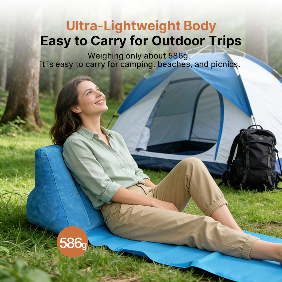Flocked Inflatable Triangle Lounger – Portable Camping Backrest | Traverseon