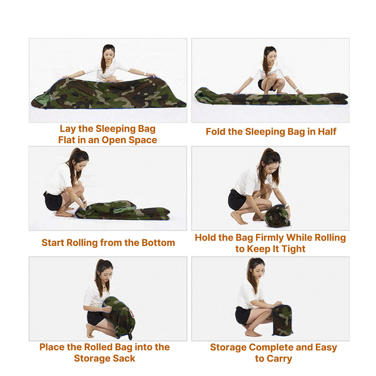 Cold Weather Camouflage Sleeping Bag – Thick Warm Hooded for Outdoor Camping, Suitable for Temperatures Above -10°C
