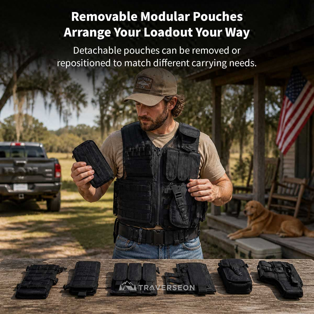 600D Tactical MOLLE Vest – Adjustable 3.09 lb Mesh Loadout | Traverseon
