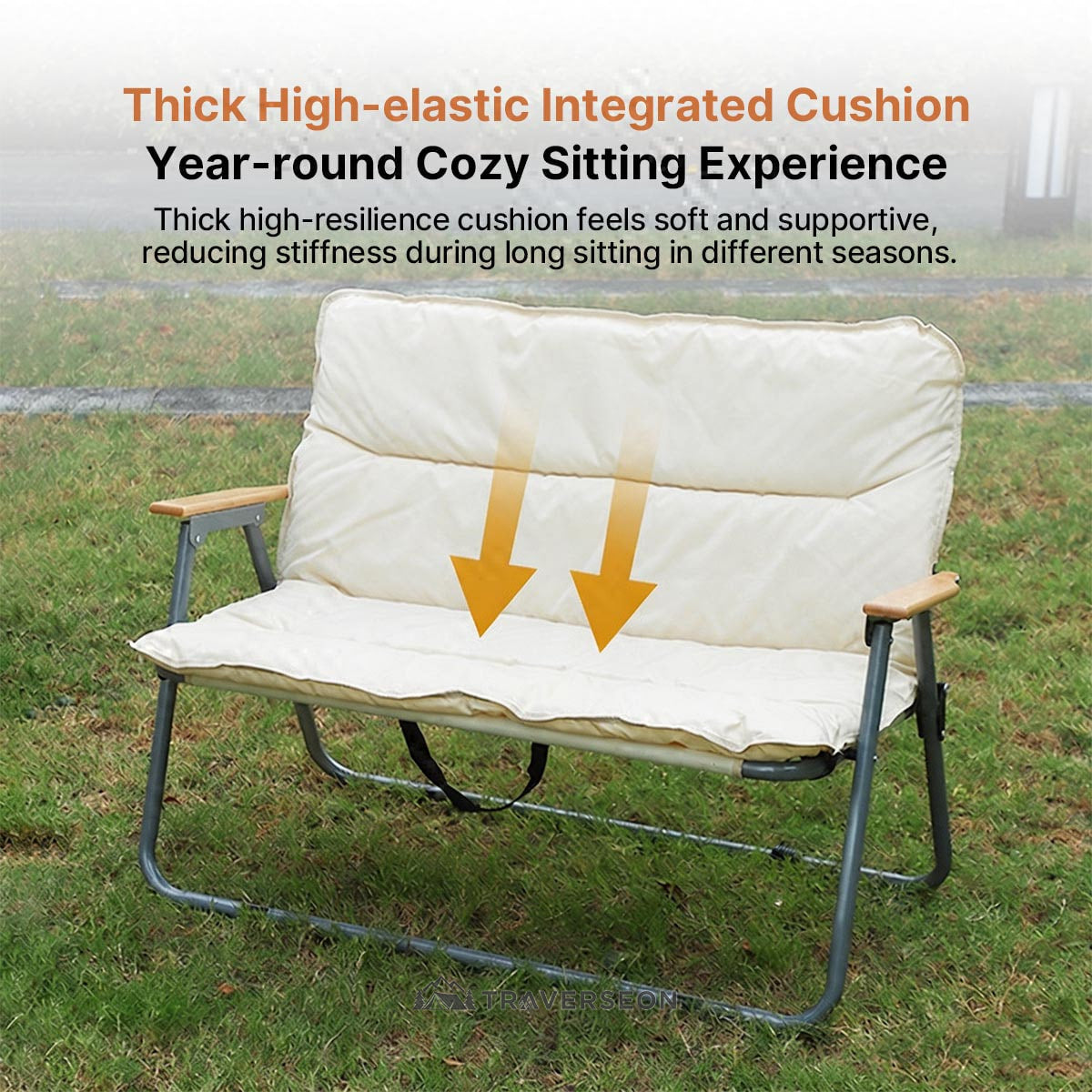 2-Person Padded Camping Loveseat – Foldable Outdoor Chair | Traverseon