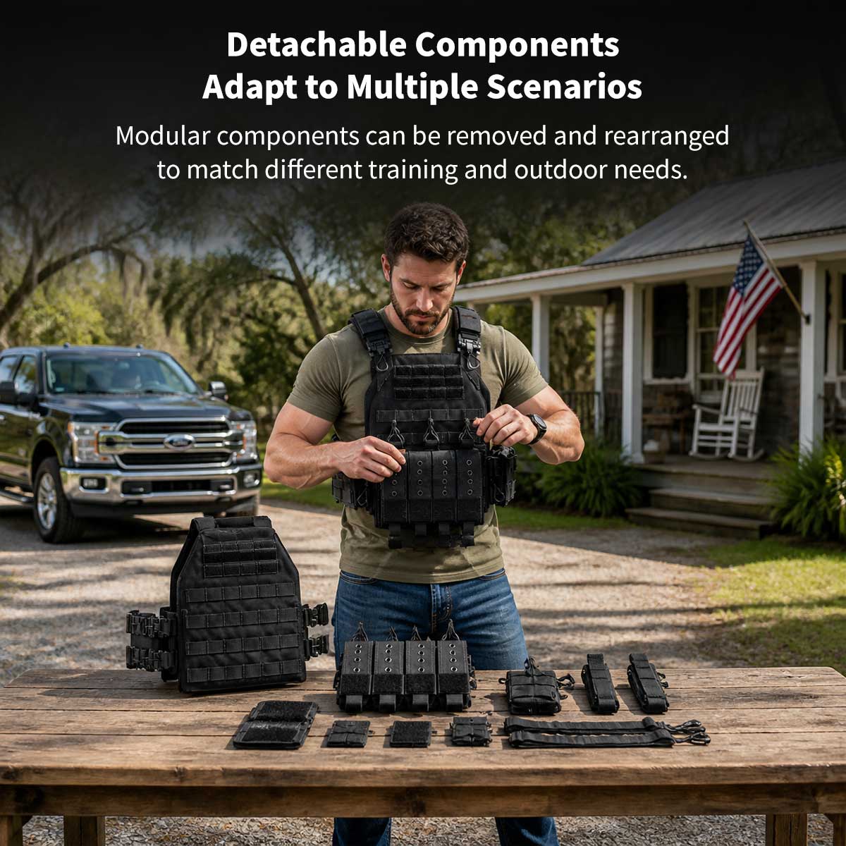 Tactical Vest MOLLE Carrier – 1000D Nylon Adjustable Military Gear Vest 38×31cm | Traverseon