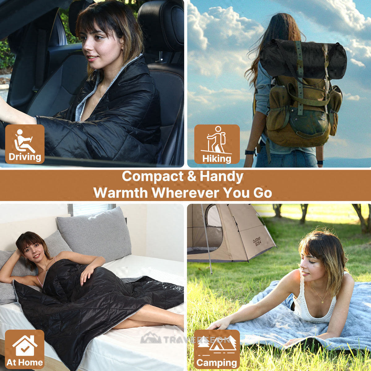 12V Car Heated Blanket – 145 × 100 cm Electric Travel Blanket | Traverseon