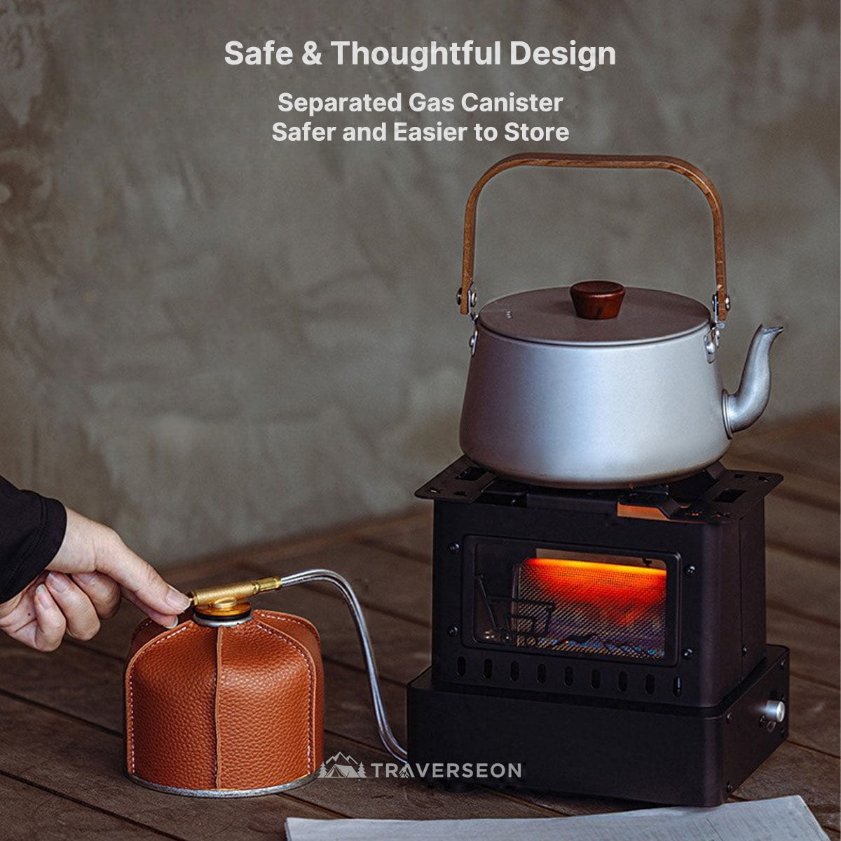 1900W Propane Camping Stove Heater – 2-in-1 Cooktop with Flame View | Traverseon