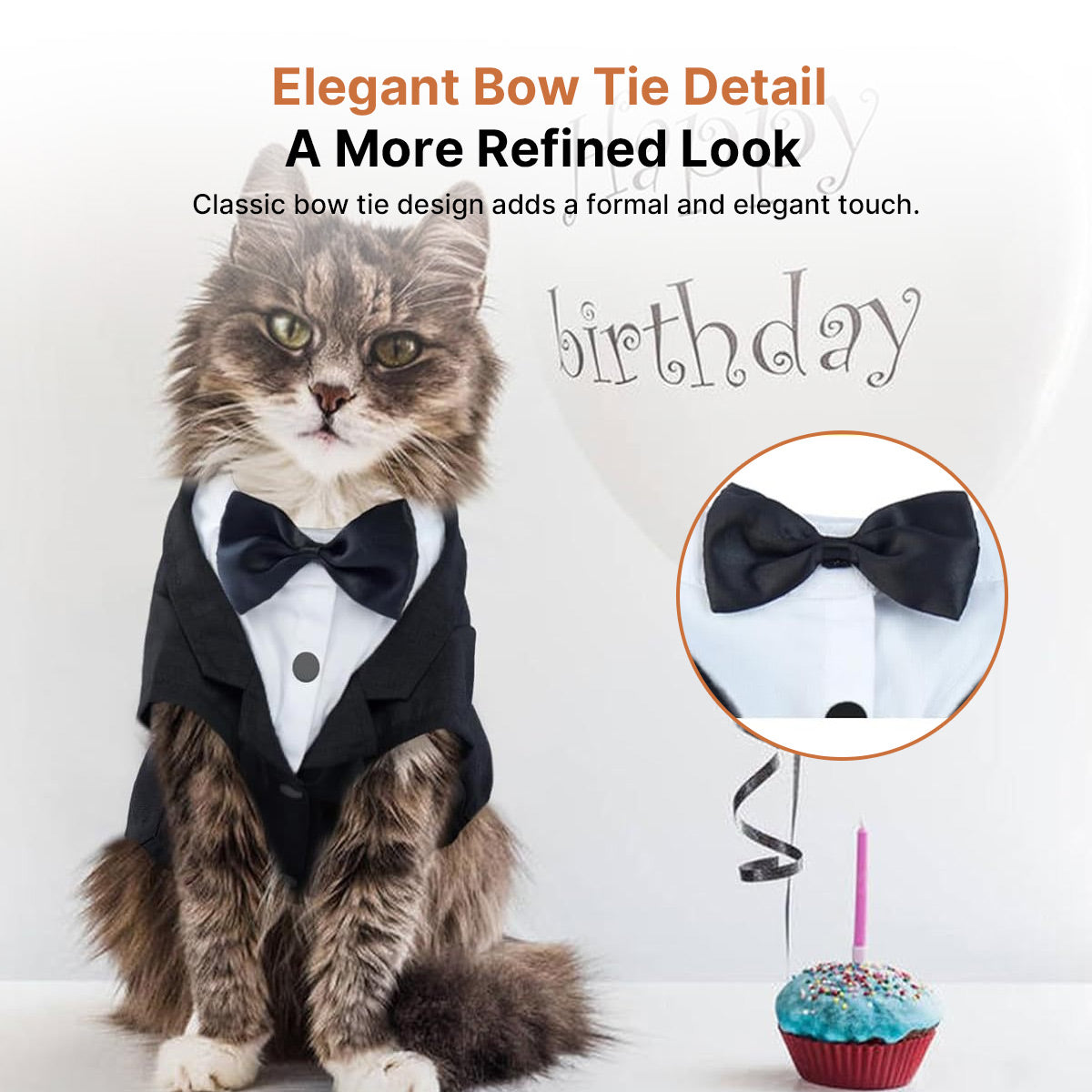 Cat Tuxedo Outfit – Formal Pet Suit with Bow Tie for Weddings & Parties | Traverseon