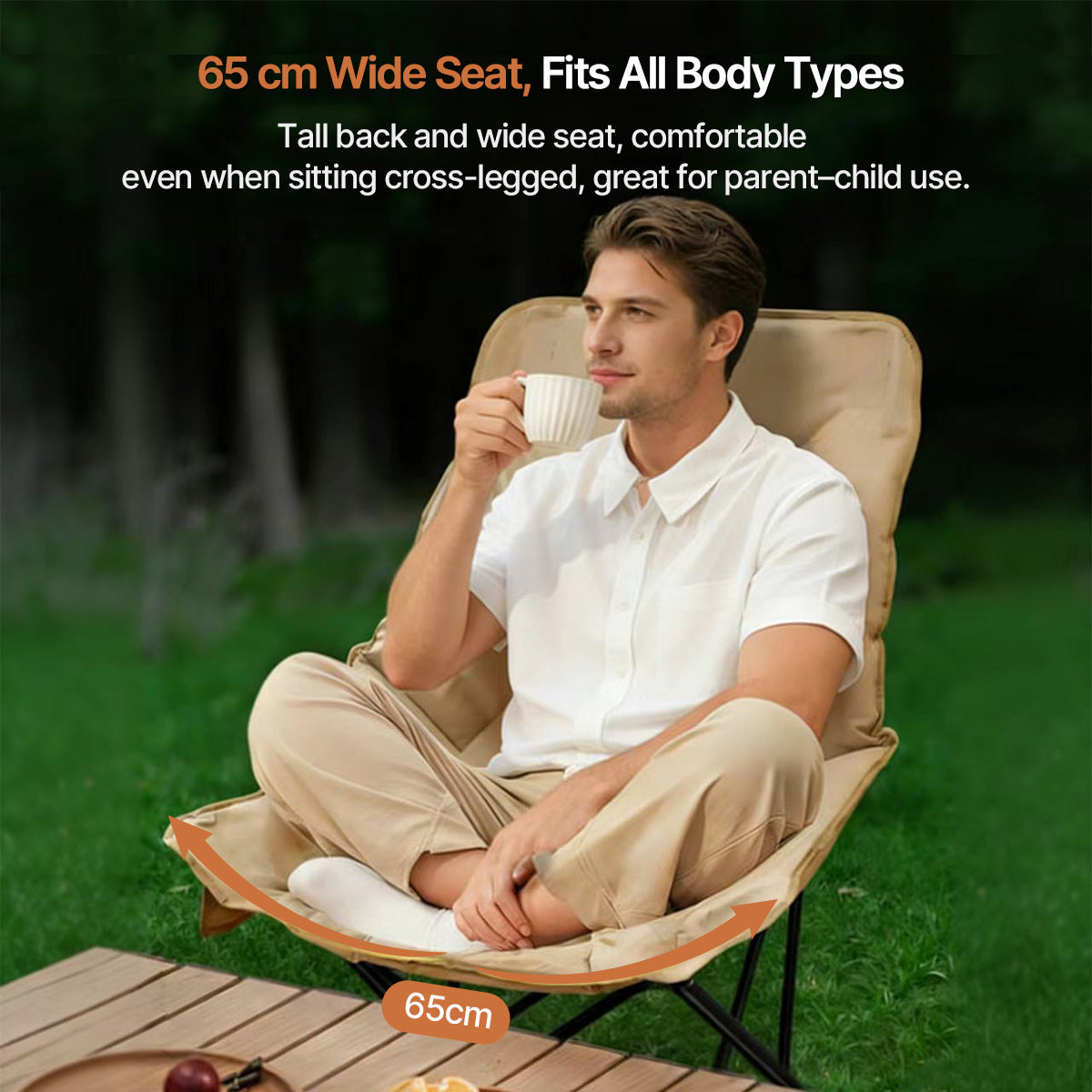 265 lb Reclining Moon Chair — 4-Level Adjustable, Extra-Wide Seat, Multi-Scene Outdoor Use | Traverseon