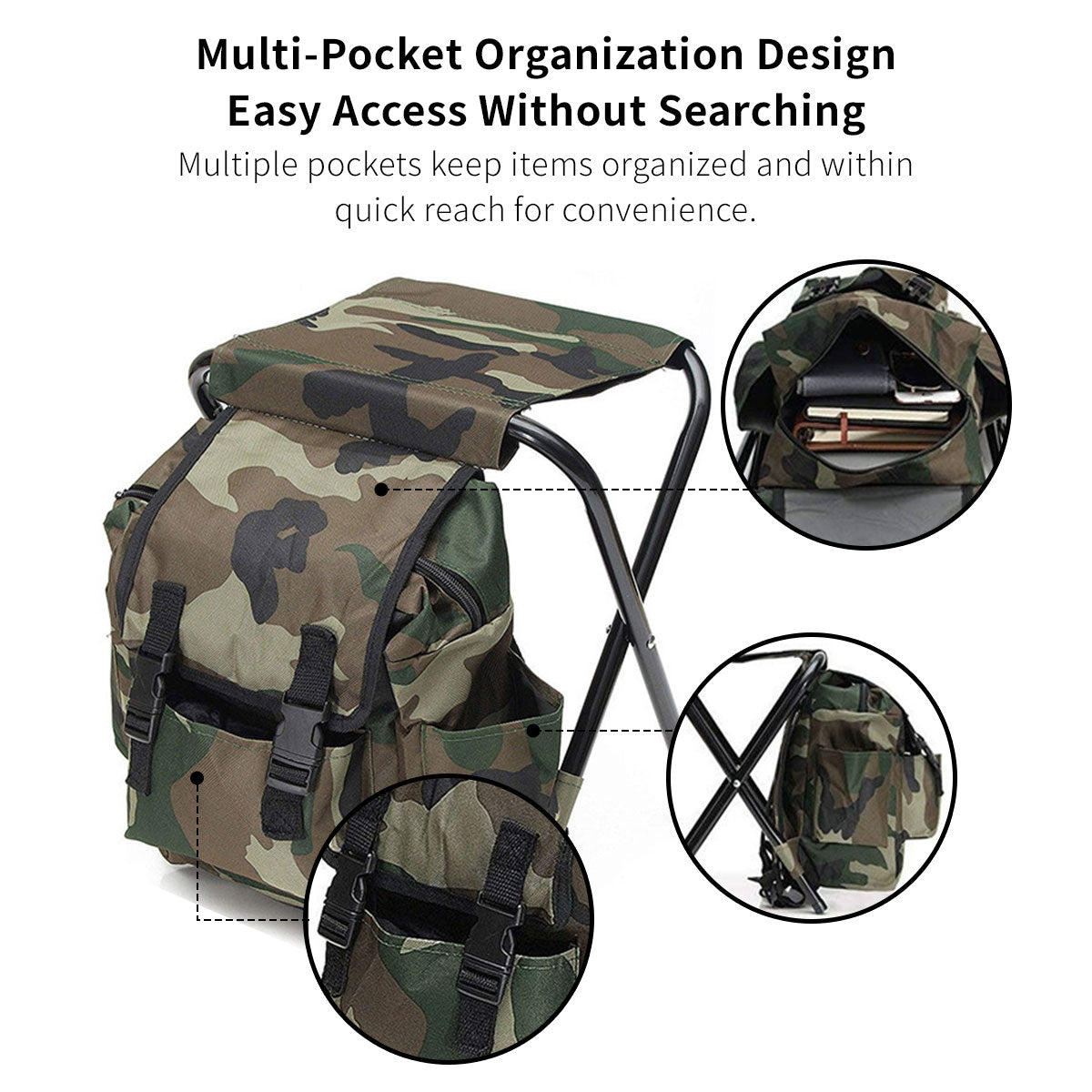 Backpack Folding Chair – 2-in-1 Portable Seat with Storage, Lightweight Camping Stool | Traverseon