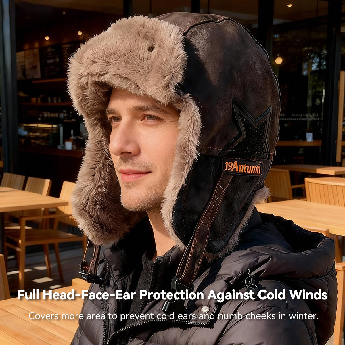 3-Way Winter Trapper Hat with Ear Flaps, Fleece-Lined Faux Leather Cold Weather Hat | Traverseon