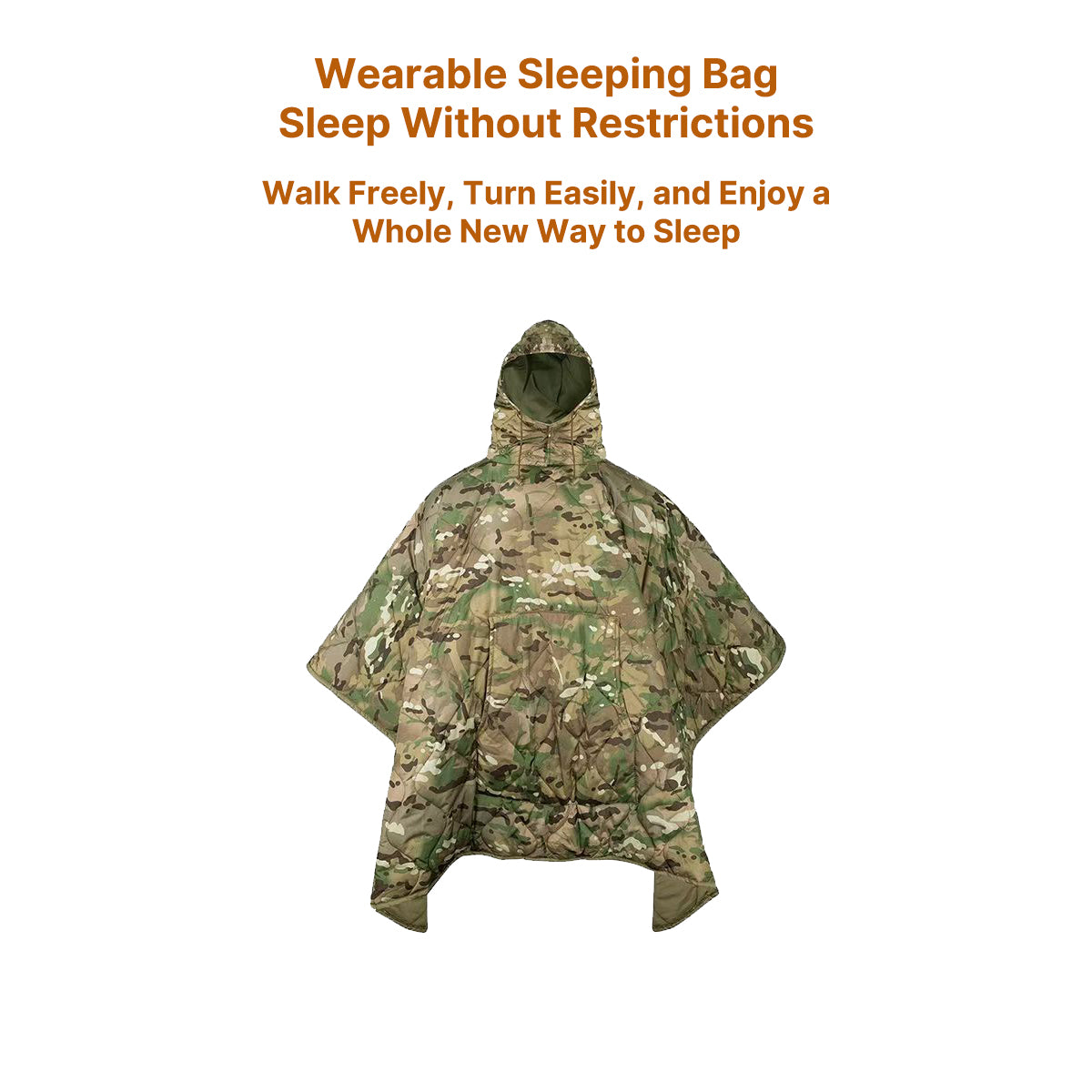 Camo Wearable Sleeping Poncho – Insulated, Packable, & Hunting-Ready