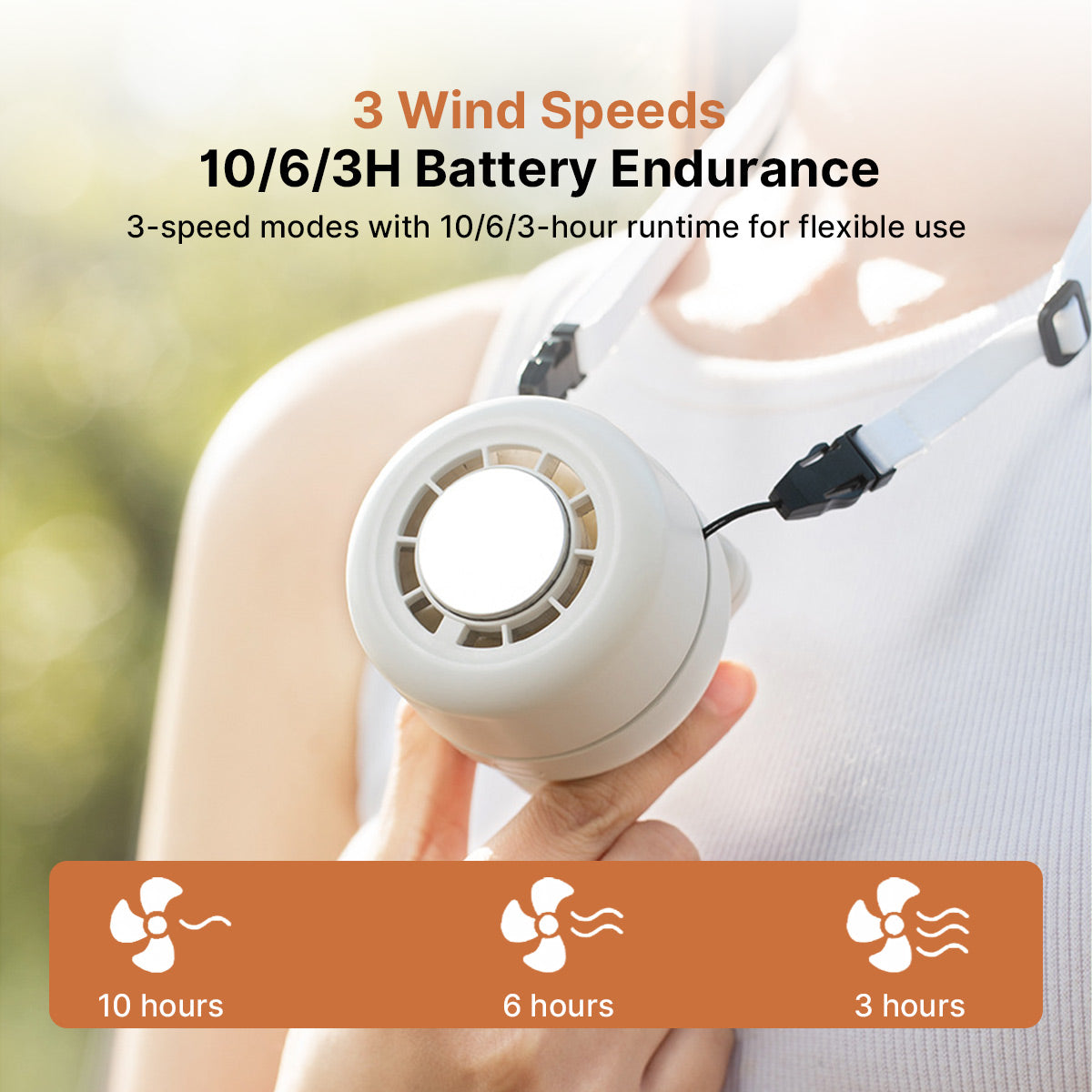 Portable Neck Cooling Fan – 1800mAh 3-Speed Icy Semiconductor Fan Outdoor | Traverseon