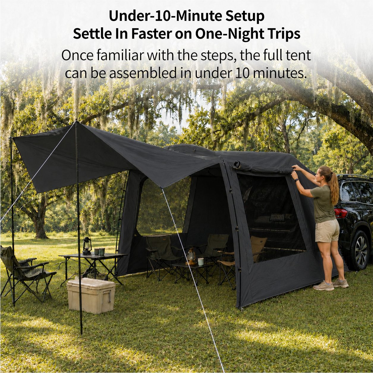 SUV Tailgate Tent Canopy – Leak Resistant 210T 3000 Waterproof UV Protection for Car Camping | Traverseon