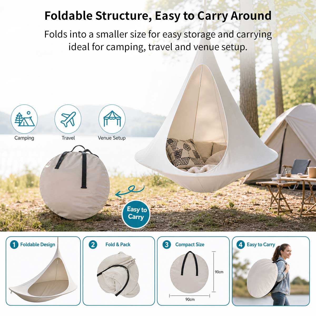 Conical Hanging Hammock Chair – 441 lb Waterproof Outdoor Swing | Traverseon