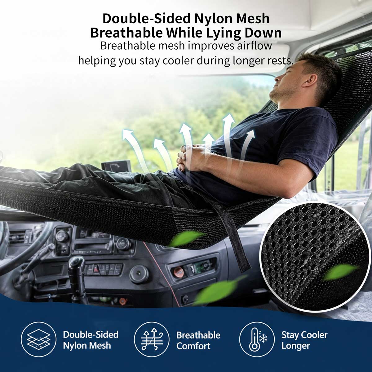 Truck Cab Hammock – 330 lb Adjustable Semi Truck Rest Bed | Traverseon