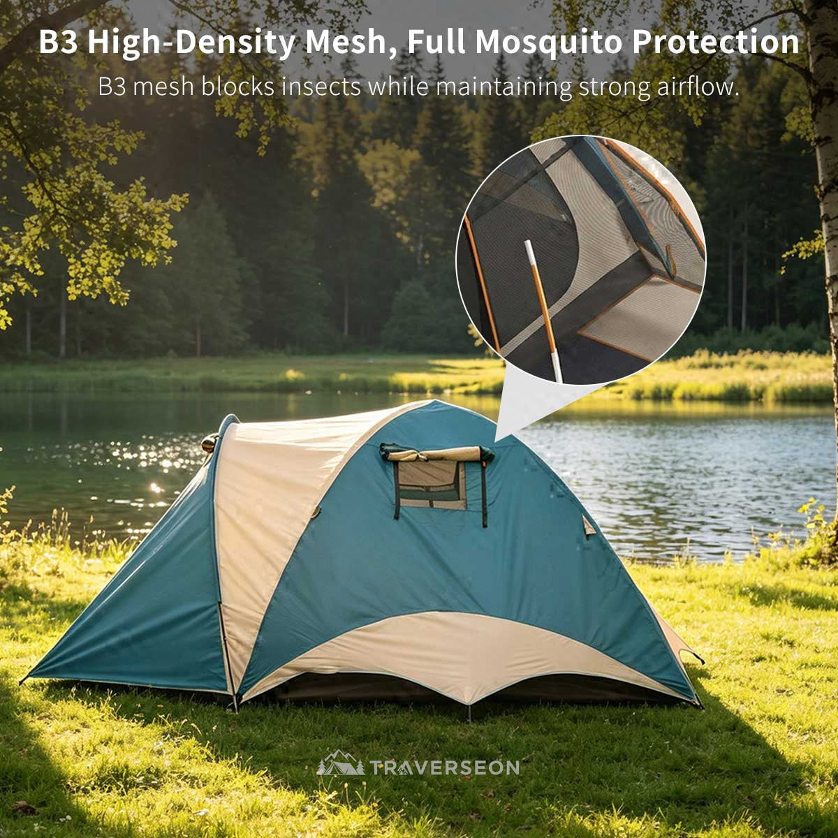 2–3 Person Camping Tent – 7.5 lb Lightweight, 3-Season, Easy Setup | Traverseon