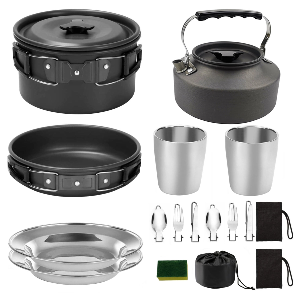 Camping Cookware Set – 2-3 Person Outdoor Pots & Tableware | Traverseon