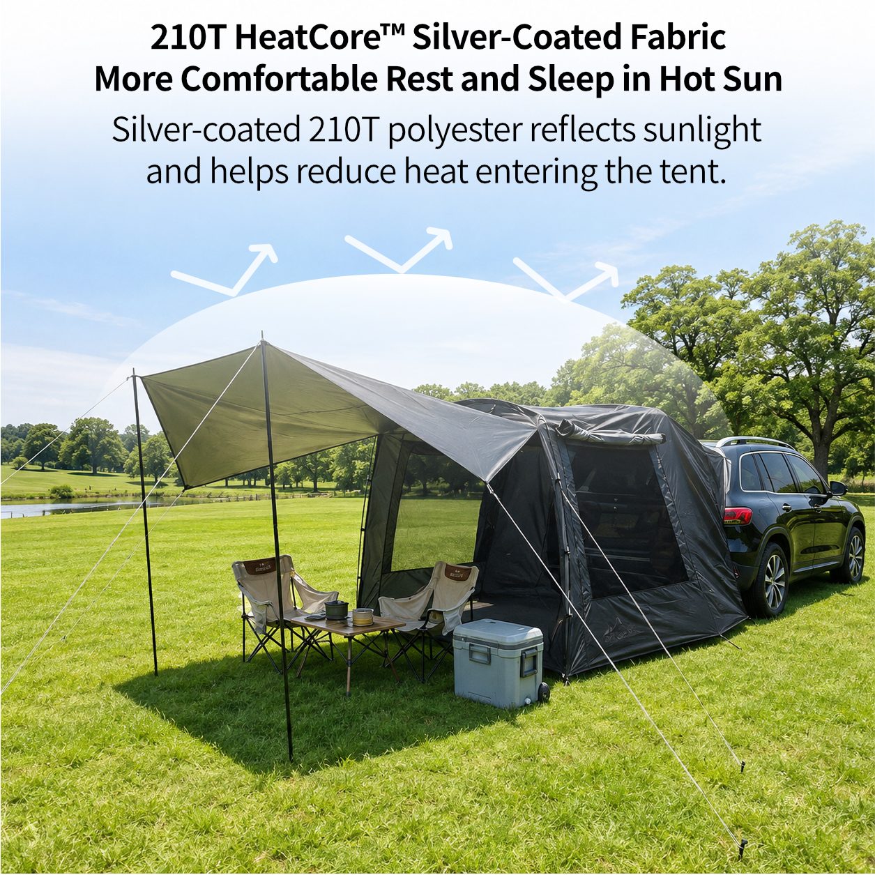 SUV Tailgate Tent Canopy – Leak Resistant 210T 3000 Waterproof UV Protection for Car Camping | Traverseon