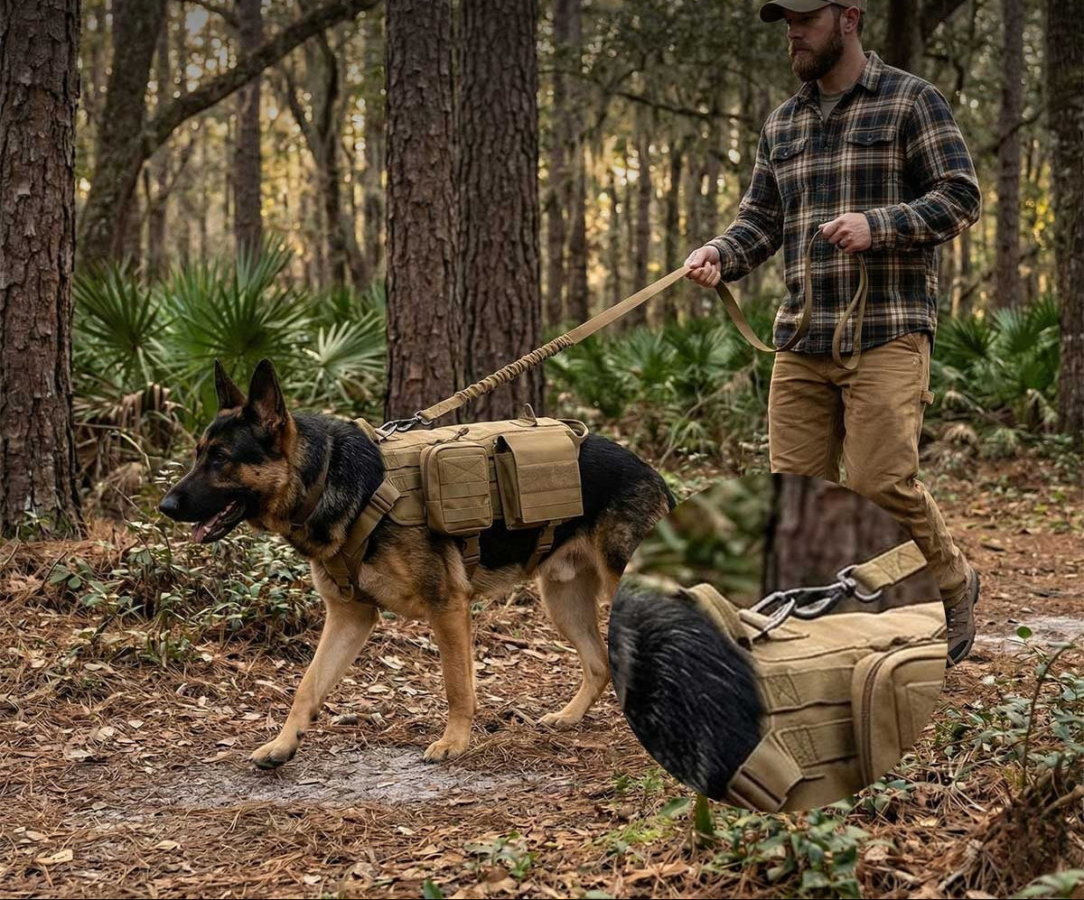 Tactical Dog Vest Harness – Adjustable, Pouches, Handle, for Hiking Training | Traverseon