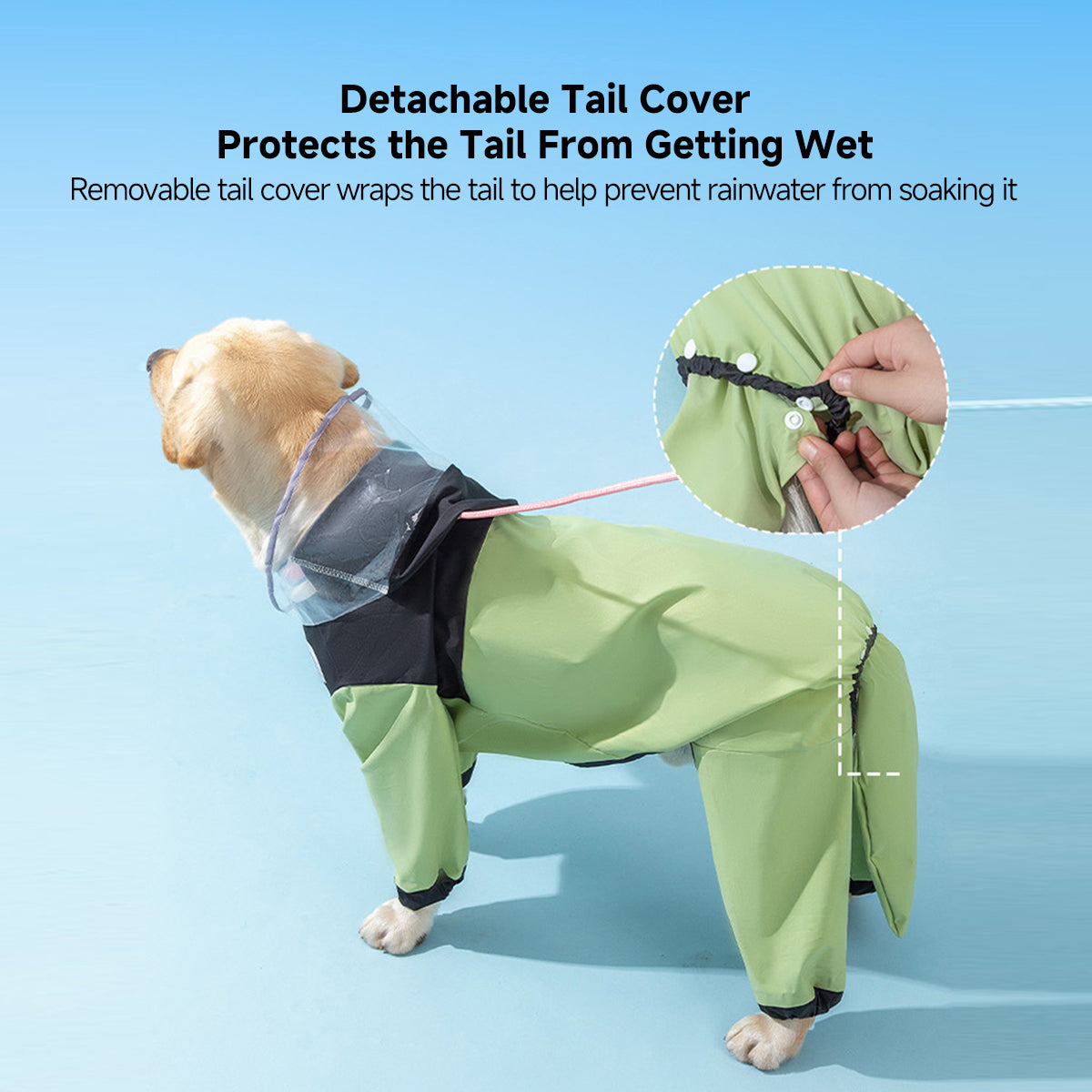 Breathable Large Dog Raincoat with Visor - U-Belly, 15000mm Waterproof, 3XL-8XL (25-88 lbs) | Traverseon