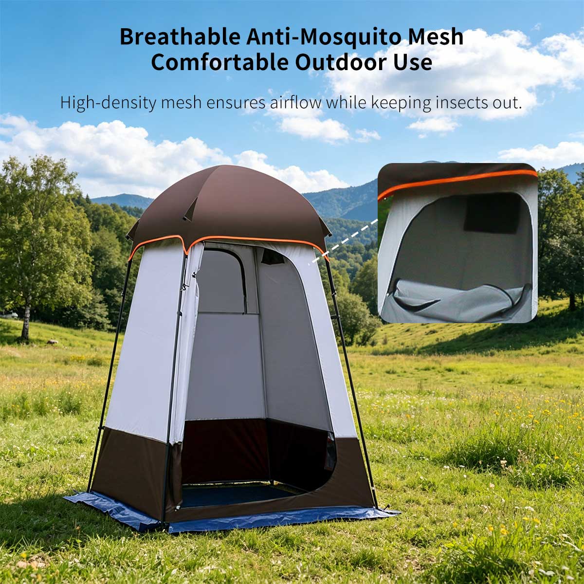 Outdoor Privacy Shower Tent – Waterproof UV-Resistant Changing Shelter with Floor & Hook | Traverseon