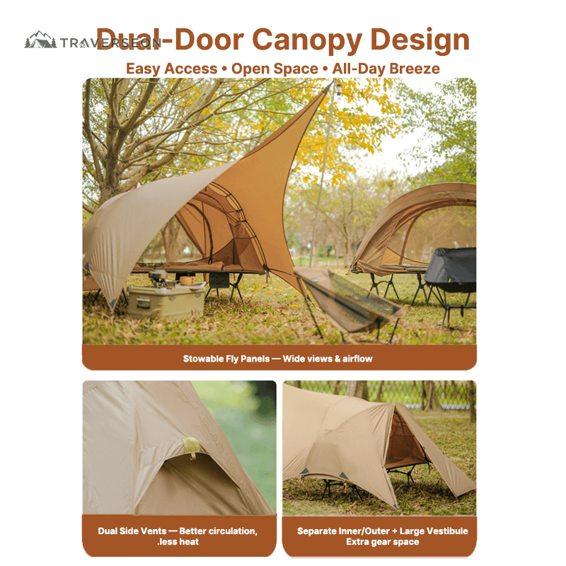 1 Person Cot Tent – 190 × 65 cm Off-Ground Camping Bivy Shelter | Traverseon