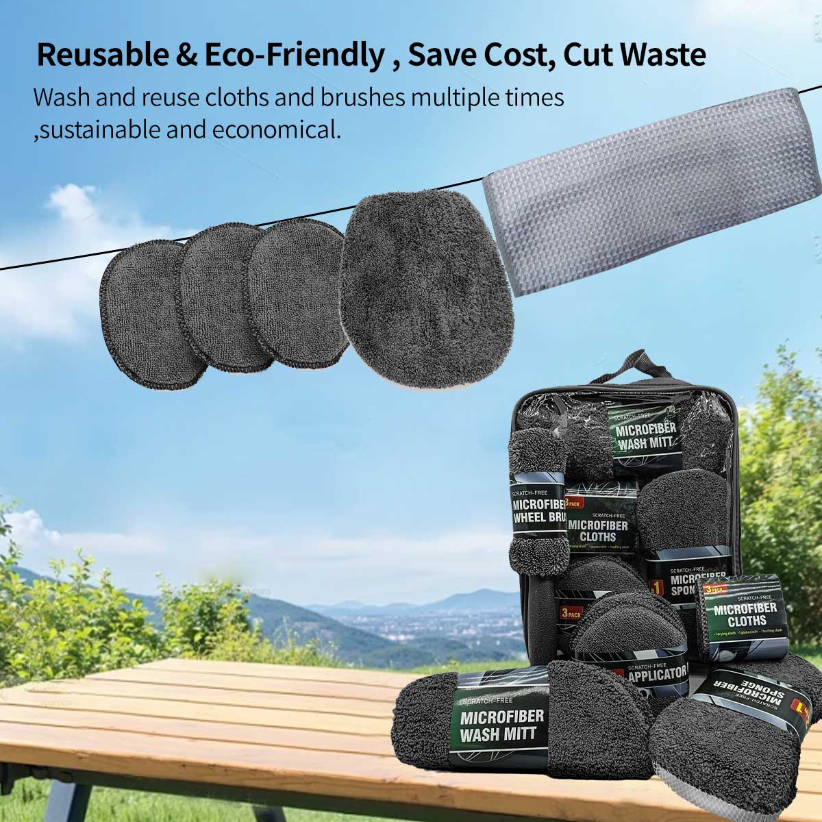 9pc microfiber car cleaning kit – Car Wash & Detailing Kit with Scratch-Free Tools | Traverseon