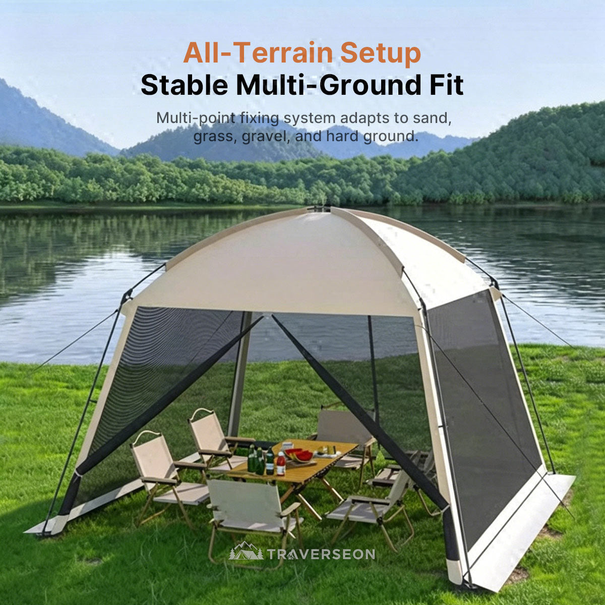 6-10 Person Portable Camping Screen Tent - UV & Bug Proof Canopy Shelter | Traverseon
