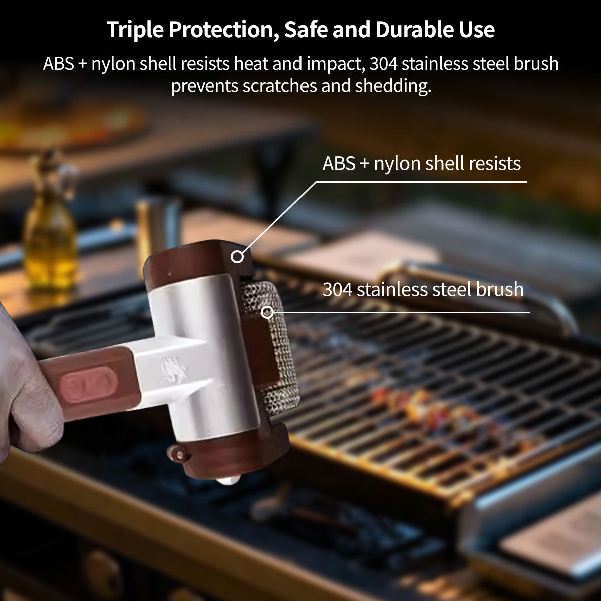 350 RPM Giddy Up Electric Grill Cleaner – Fast Cleaning for Outdoor BBQ, Long Battery Life, LED Light | Traverseon