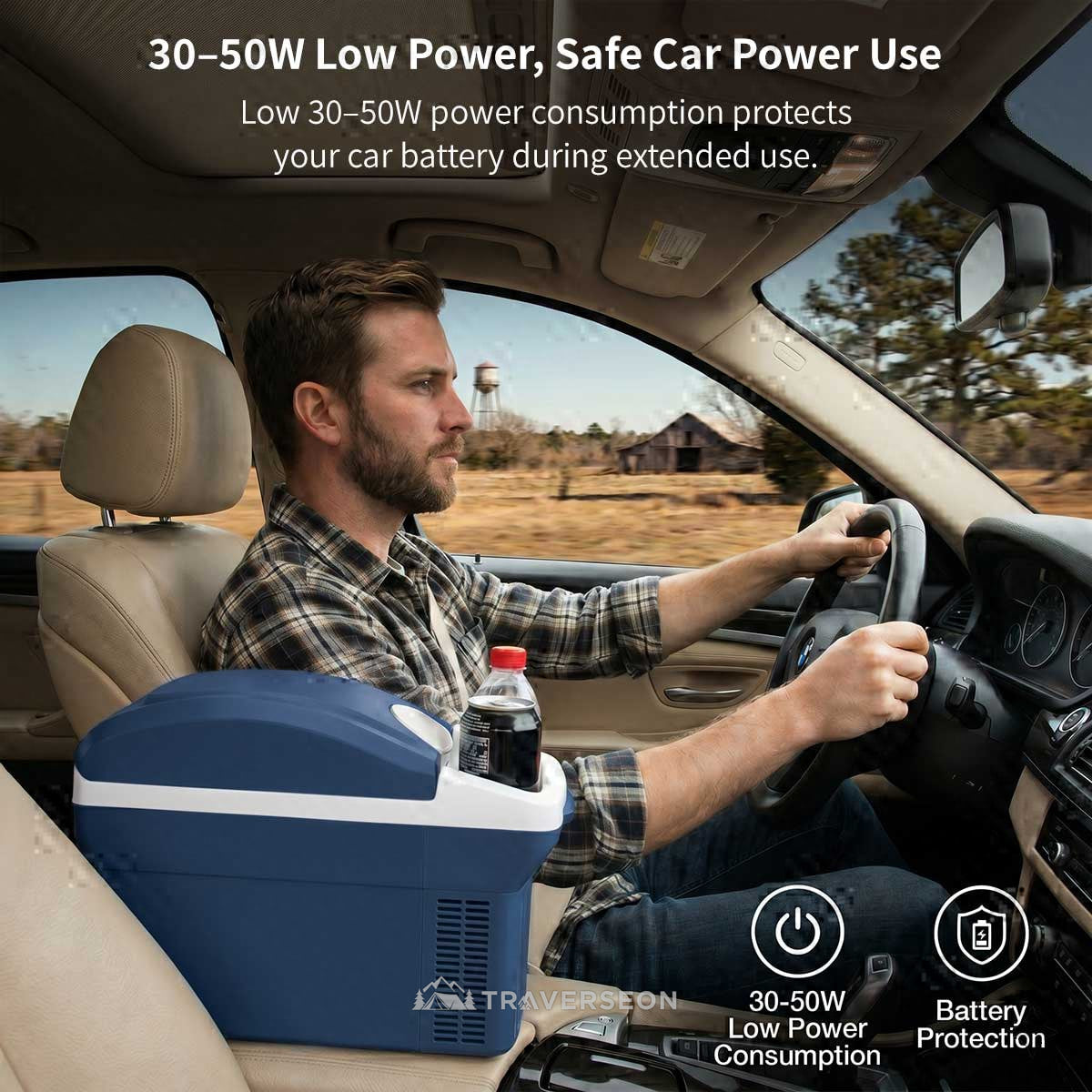 12V Portable Car Cooler & Warmer – 8L Quiet 33dB for Car Camping | Traverseon