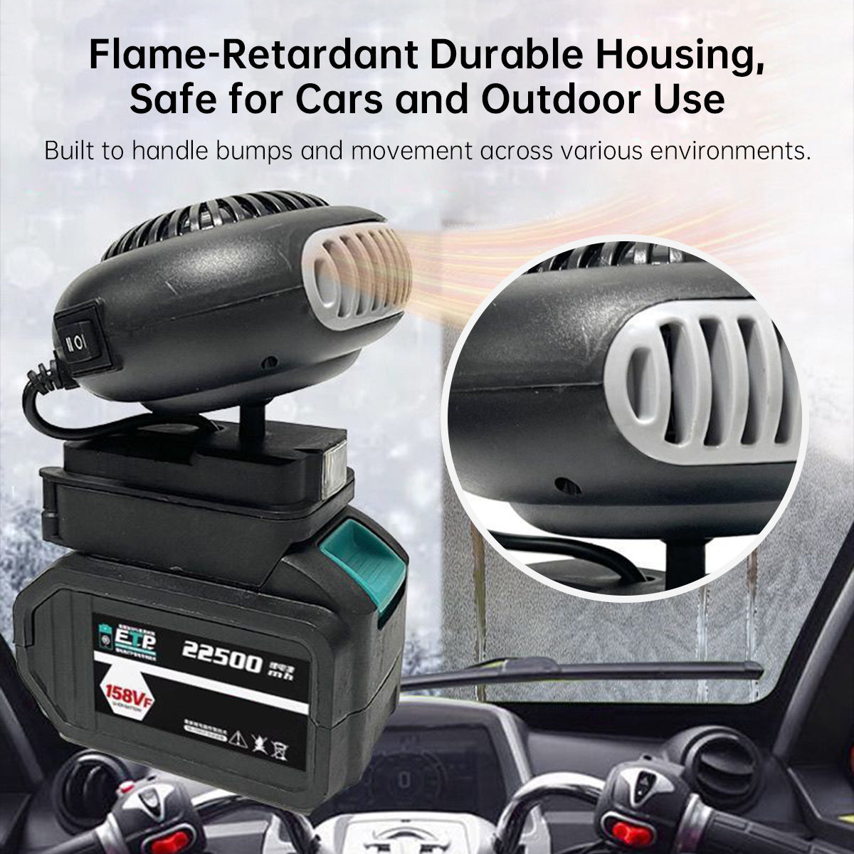Portable Cordless Car Heater – 3-Second Heat, Rechargeable Lithium Power, Indoor/Outdoor Use | Traverseon