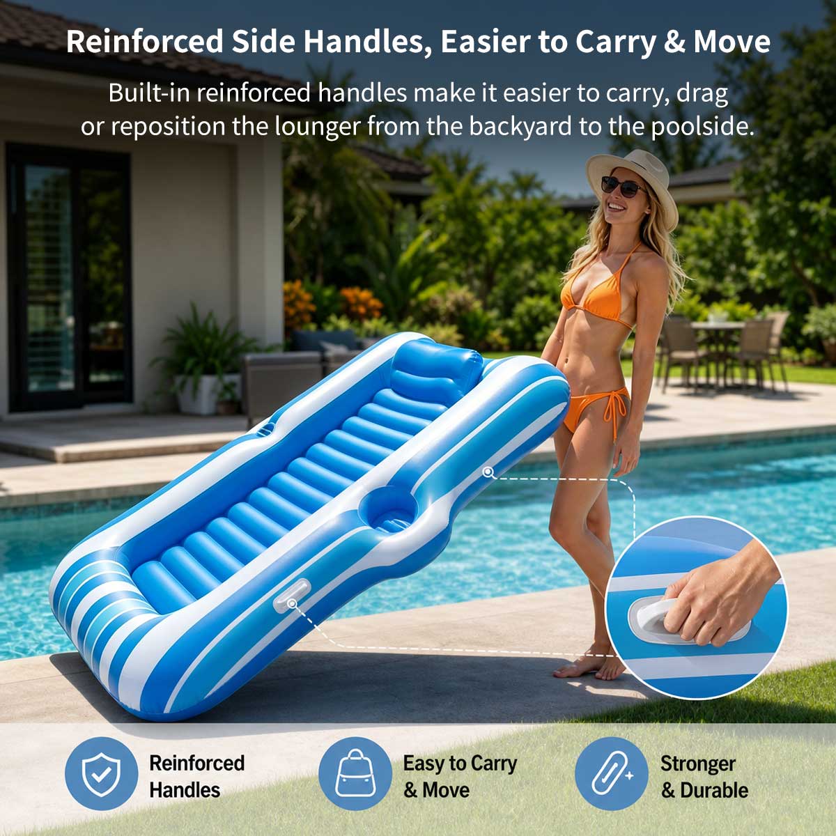 82.7" Inflatable Pool Float with Built-In Cooler – Water Lounger | Traverseon