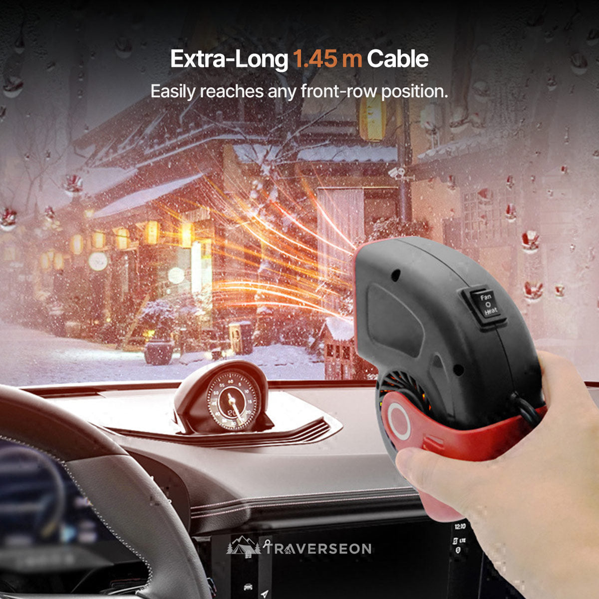 12V Car Heater & Defroster – 80°C Rapid Heat, Dual-Mode, 360° Adjustable | Traverseon