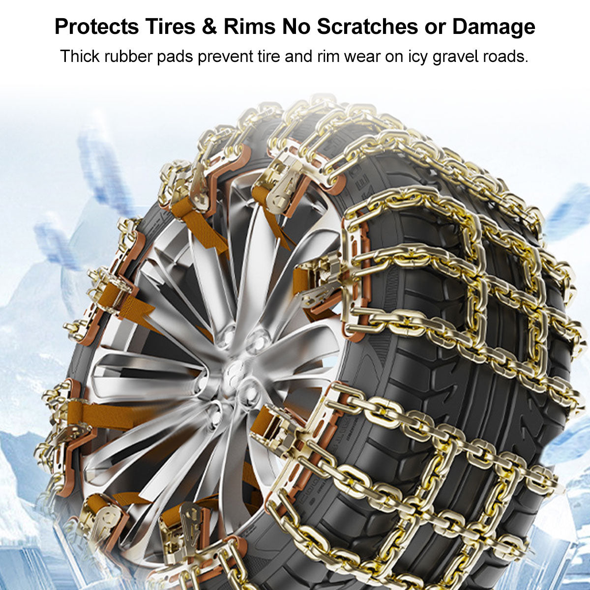 Snow Chains for Car Tires – Alloy Grid, Jack-Free Install | Traverseon
