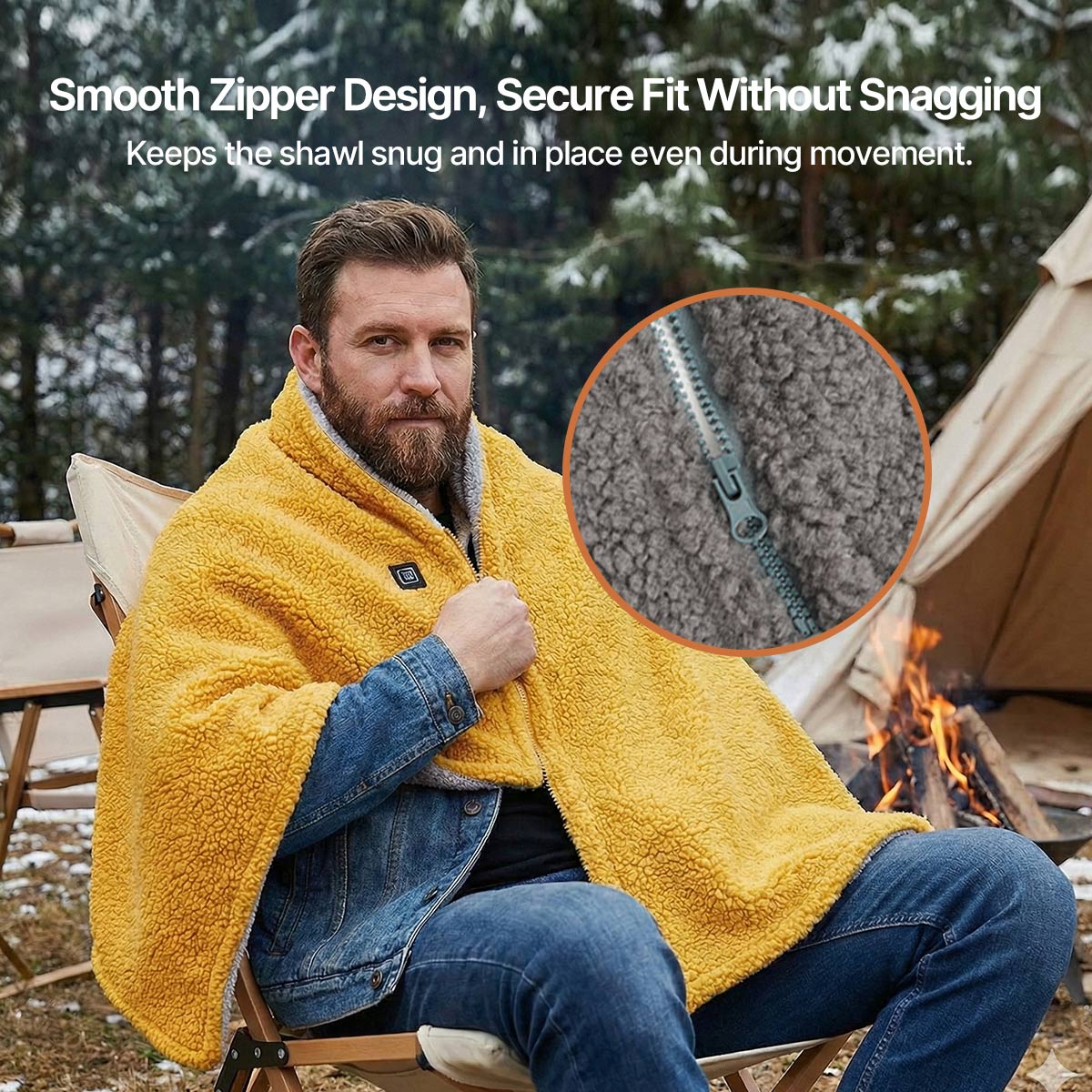 Heated Blanket Wearable USB-Powered – 3-Speed Temp, Washable for Camping | Traverseon