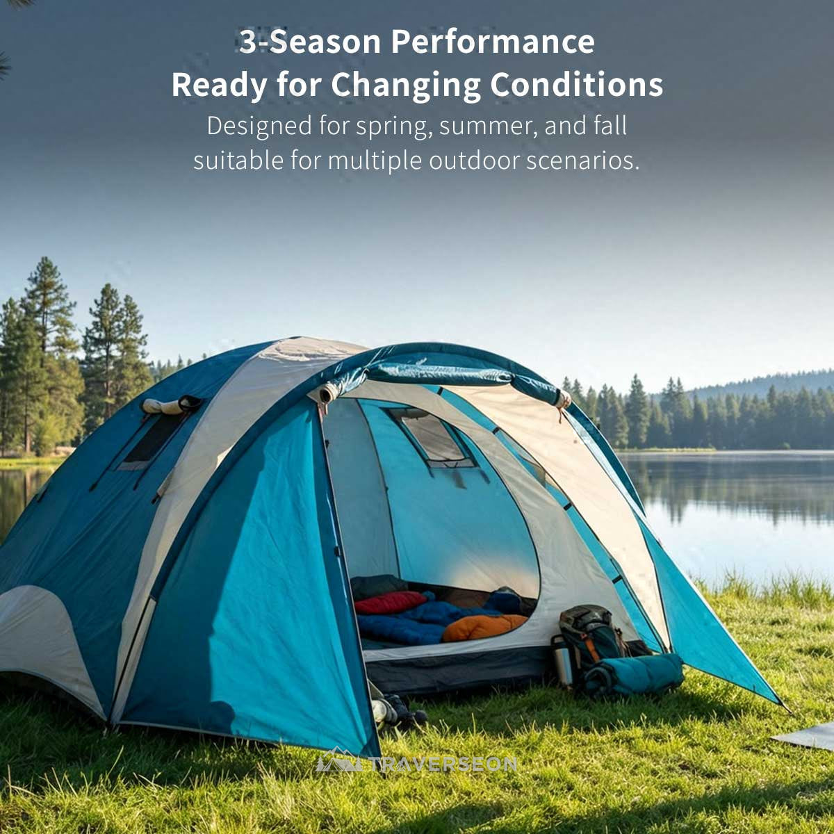 2–3 Person Camping Tent – 7.5 lb Lightweight, 3-Season, Easy Setup | Traverseon