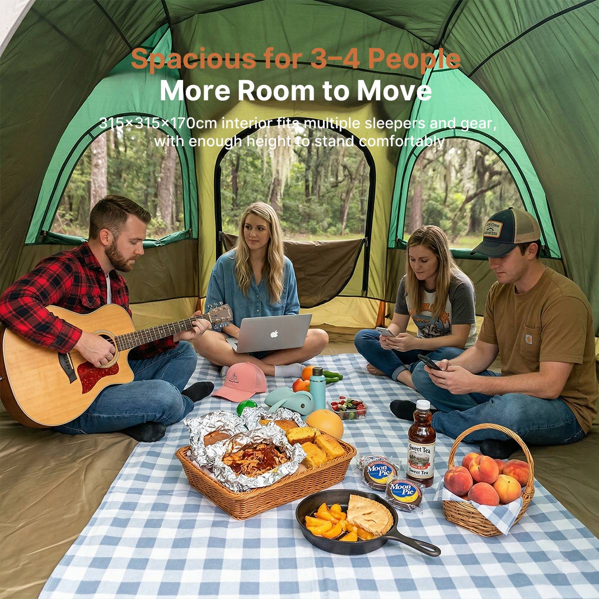 Octagon Camping Tent 3-4 Person 4 Season Waterproof Double Layer for Backpacking | Traverseon