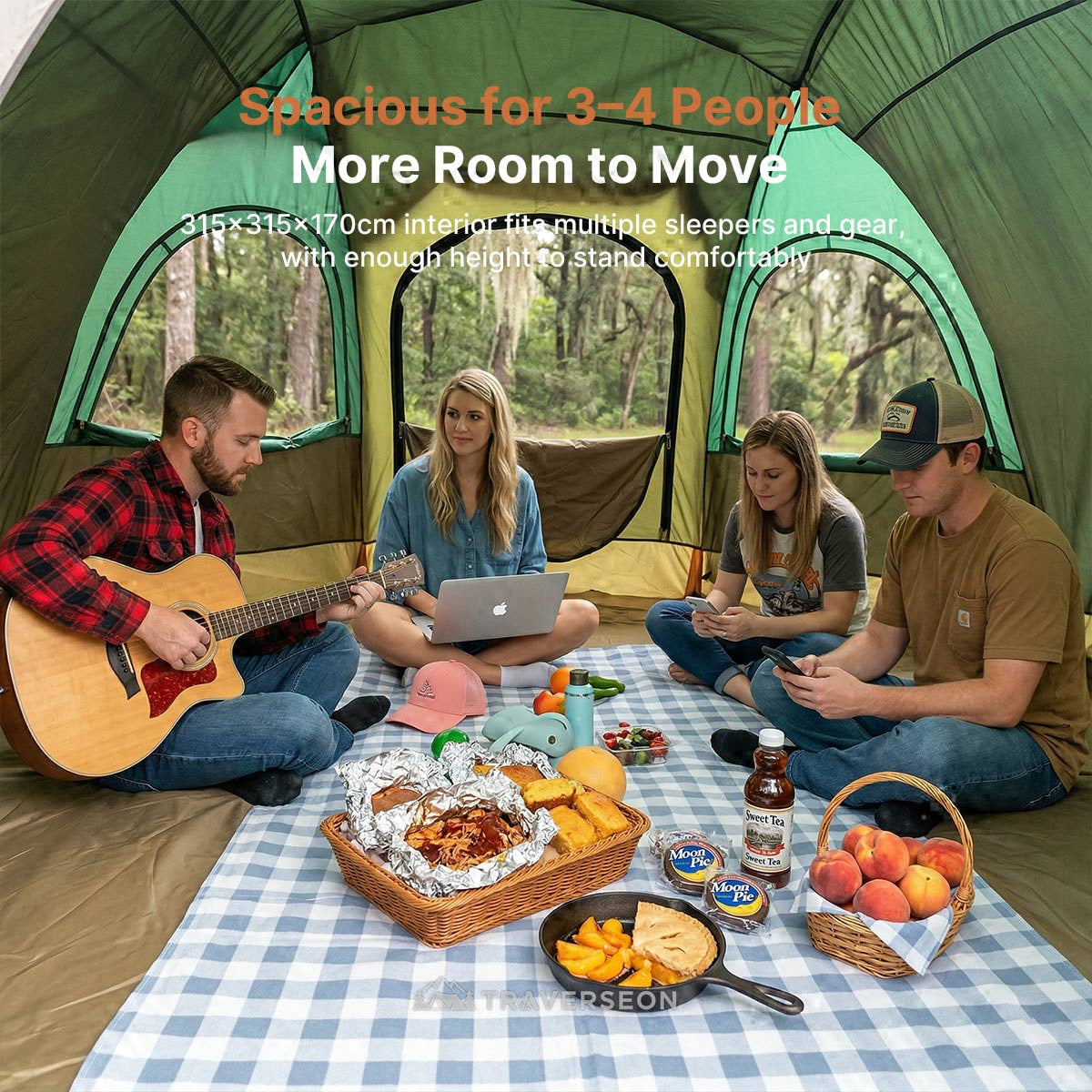 4-Person Camping Tent – 4-Season, 2000mm Waterproof Double Layer | Traverseon