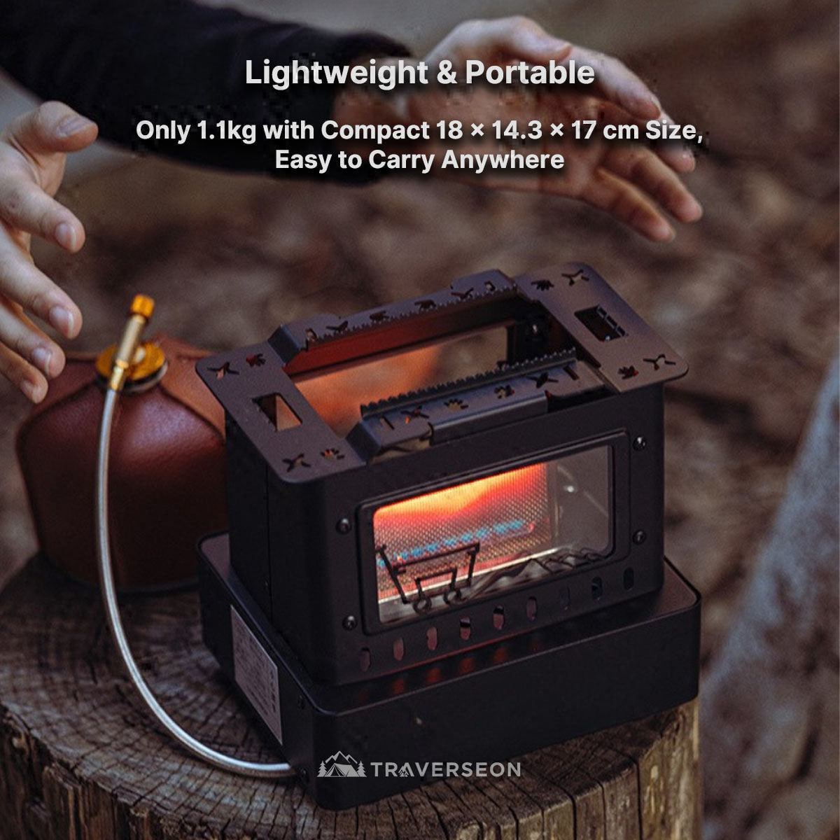 1900W Propane Camping Stove Heater – 2-in-1 Cooktop with Flame View | Traverseon