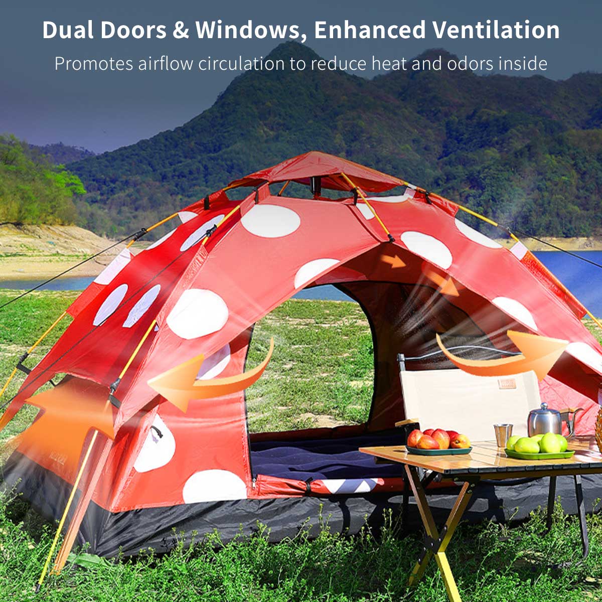 Spring Automatic Camping Tent – 3–4 Person Waterproof UV Sun Shelter | Traverseon