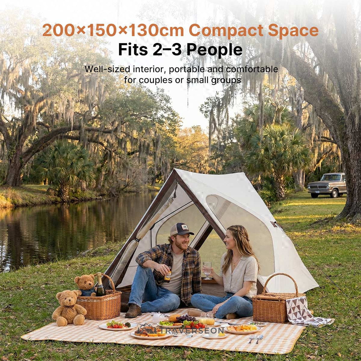 2-3 Person Pop Up Tent - UV Waterproof Triangle for Camping Beach Hiking | Traverseon