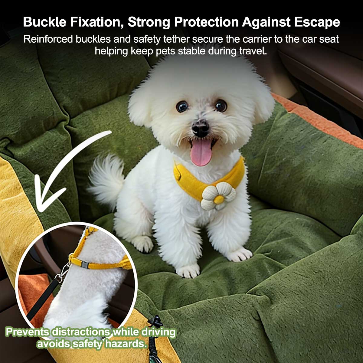 Dog Car Seat 3-in-1 Pet Travel Carrier Washable Safe for Small Medium Pets | Traverseon