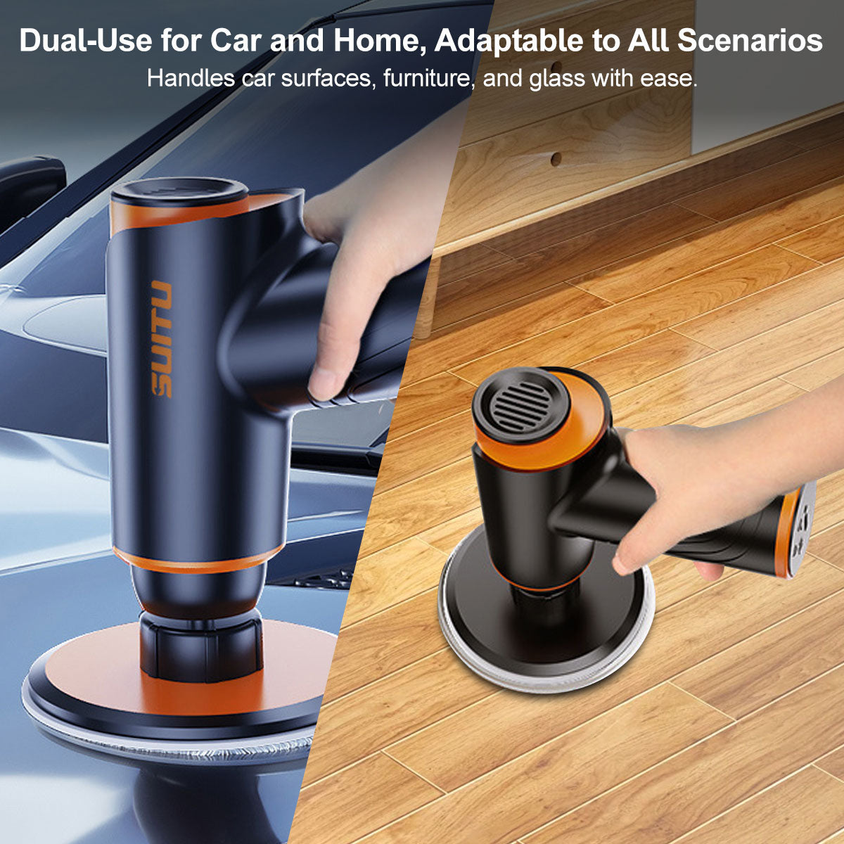 Car Polisher Cordless – 1800RPM, 45Min Runtime Dual-Use for Car & Home | Traverseon