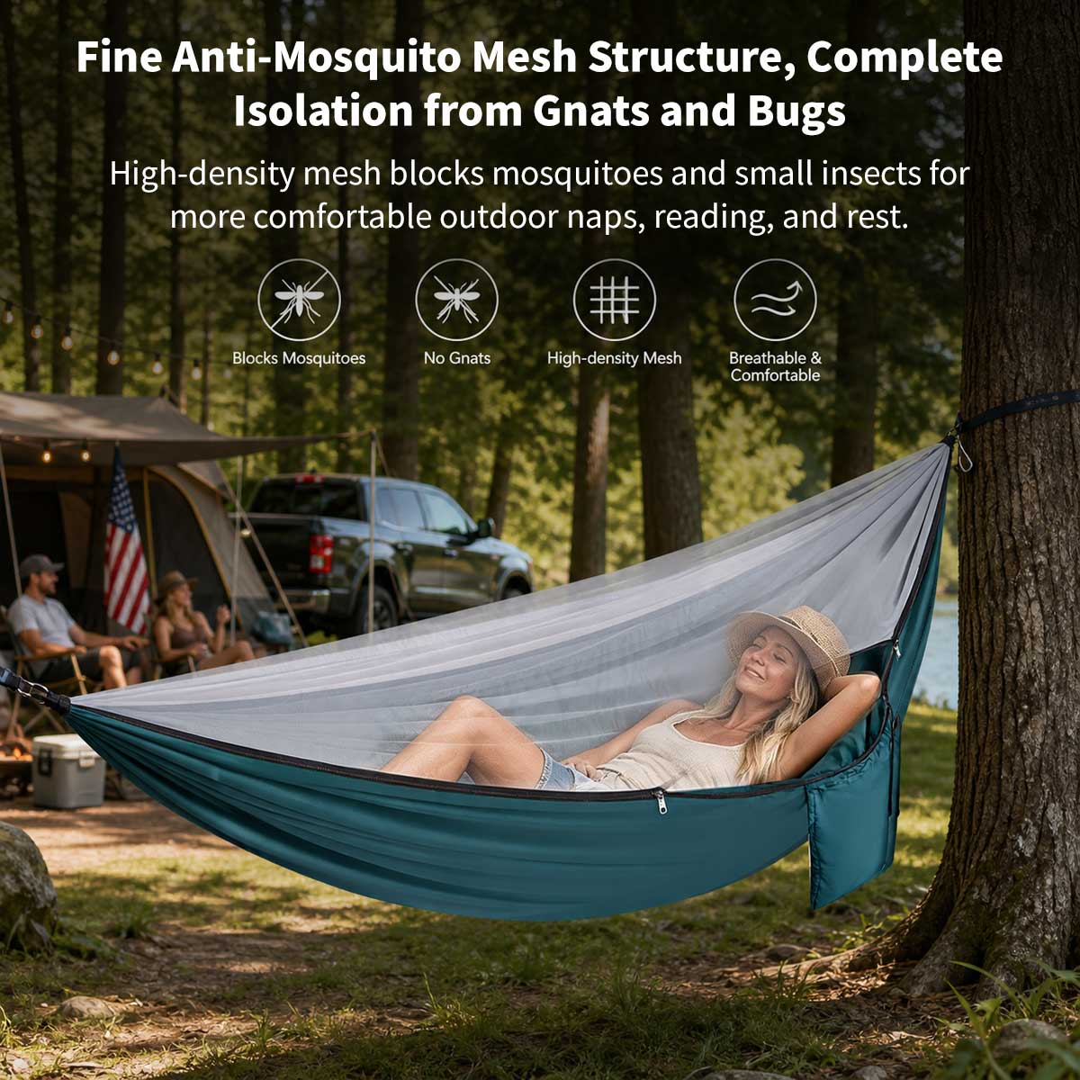 Double Camping Hammock with Mosquito Net – 270×140 cm, 250 kg Capacity | Traverseon