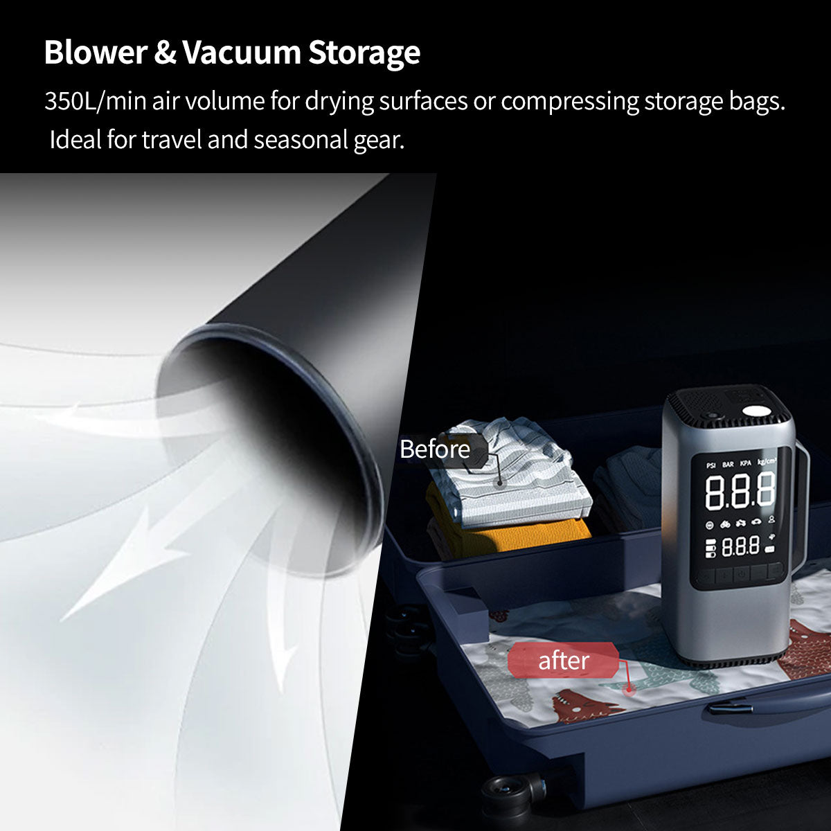 9-in-1 Car Emergency Tool – Jump Starter, Tire Inflator, Vacuum Cleaner | Traverseon