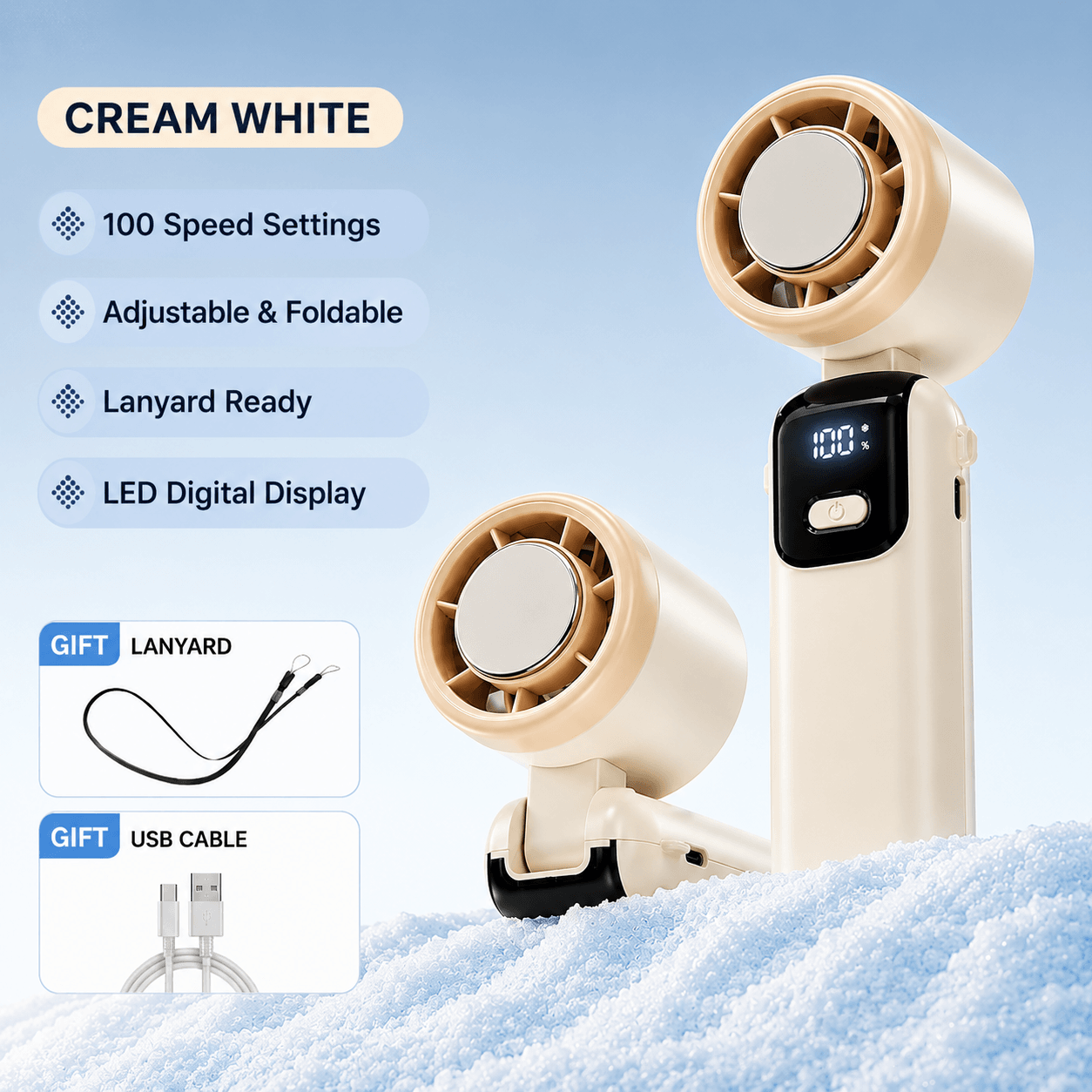 Portable Ice Cooling Fan – 4000mAh Rechargeable Mini Fan | Traverseon