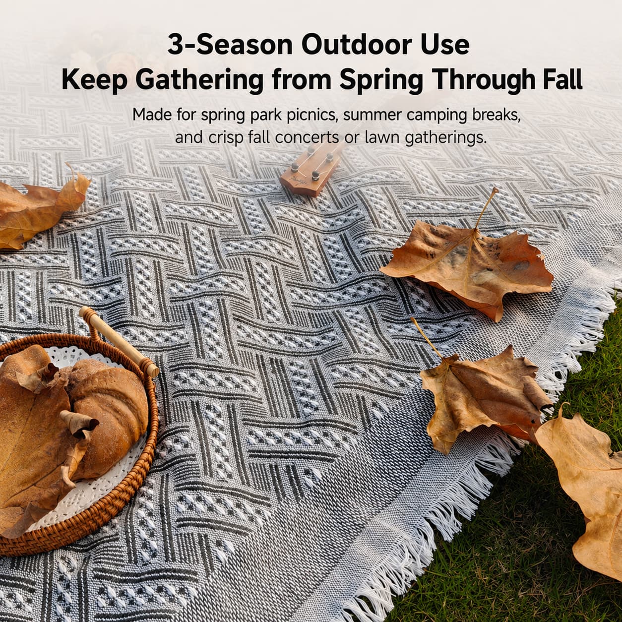 3-Season Woven Picnic Blanket – 9 Sizes for Indoor-Outdoor Use | Traverseon