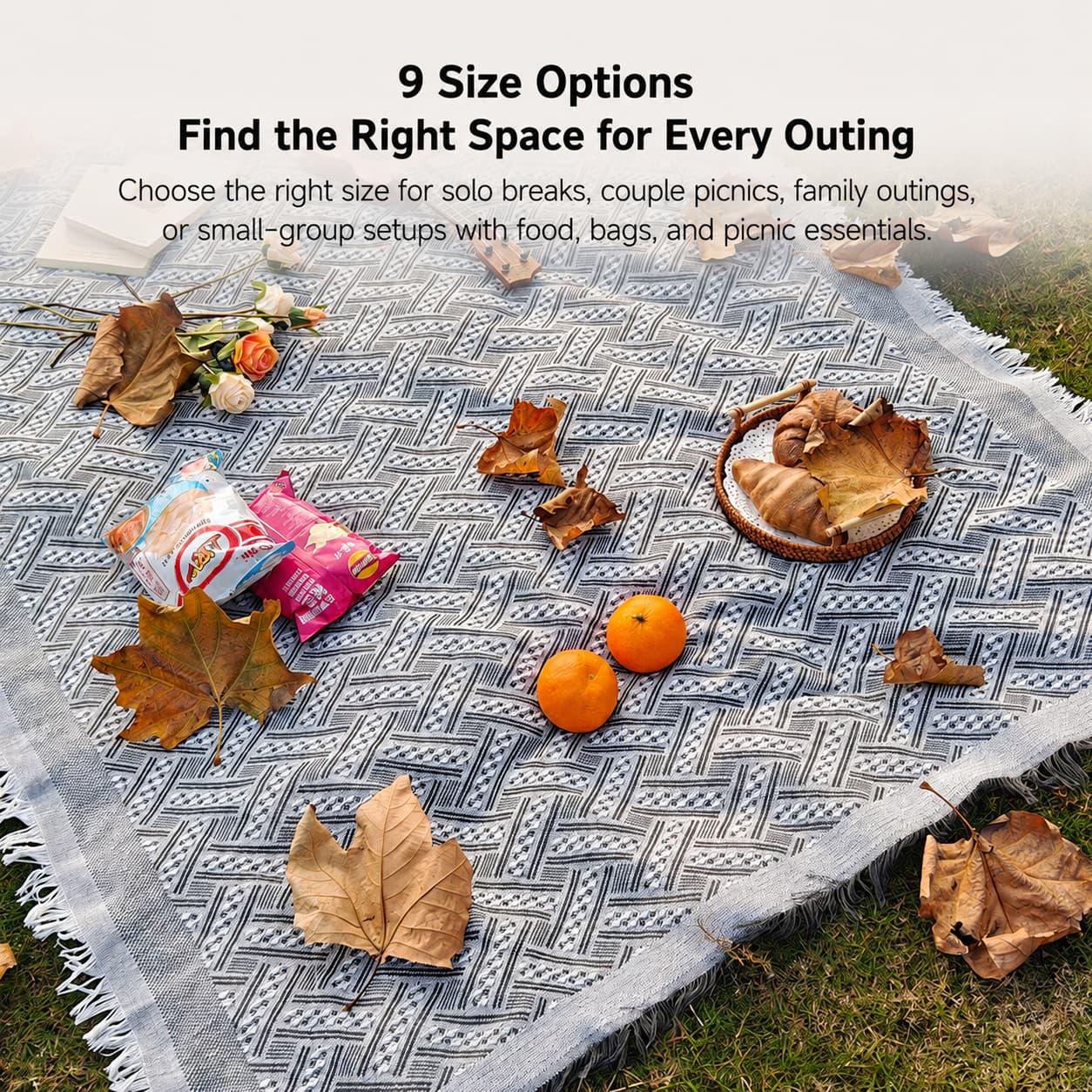 3-Season Woven Picnic Blanket – 9 Sizes for Indoor-Outdoor Use | Traverseon