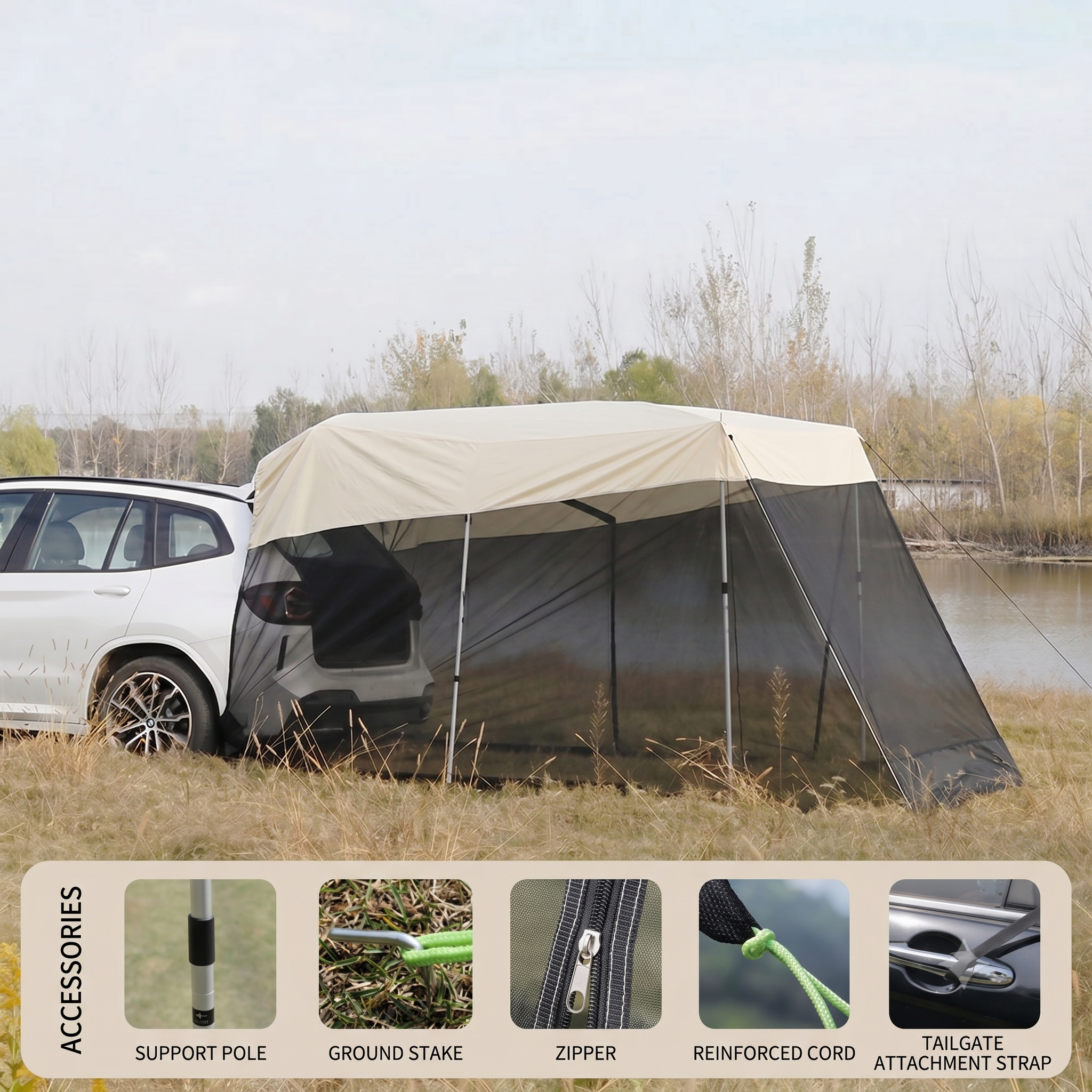 SUV Tailgate Tent – Waterproof UV-Protection Car Camping Awning | Traverseon