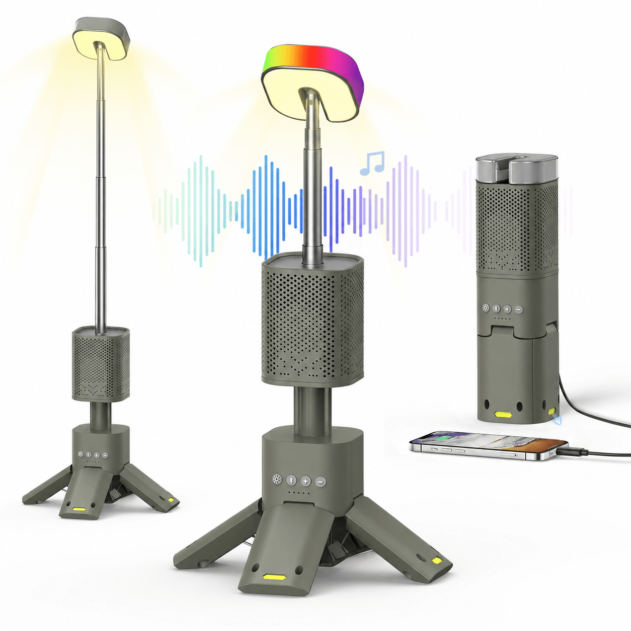 14000mAh Rechargeable Telescopic Camping Lantern with Bluetooth Speaker | Traverseon