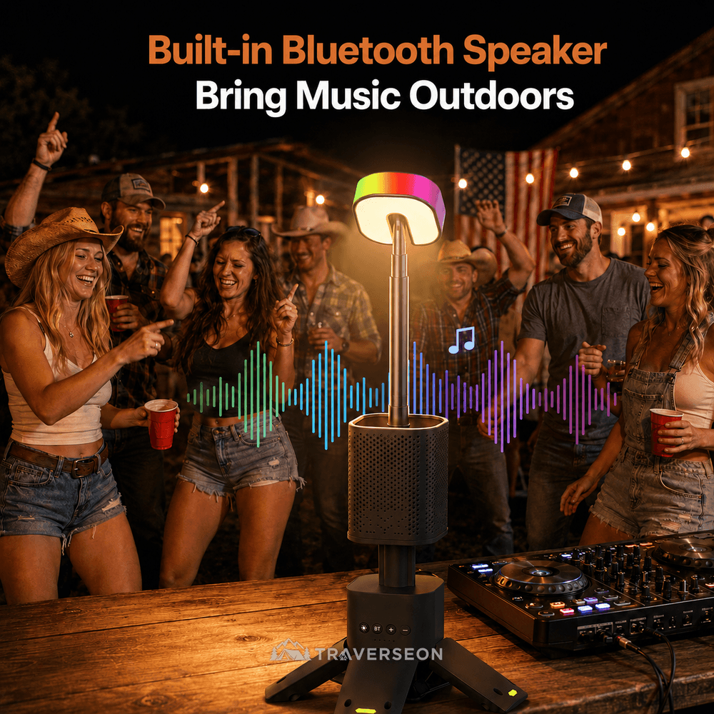 14000mAh Rechargeable Telescopic Camping Lantern with Bluetooth Speaker | Traverseon