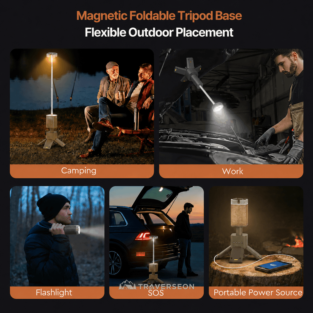 14000mAh Rechargeable Telescopic Camping Lantern with Bluetooth Speaker | Traverseon